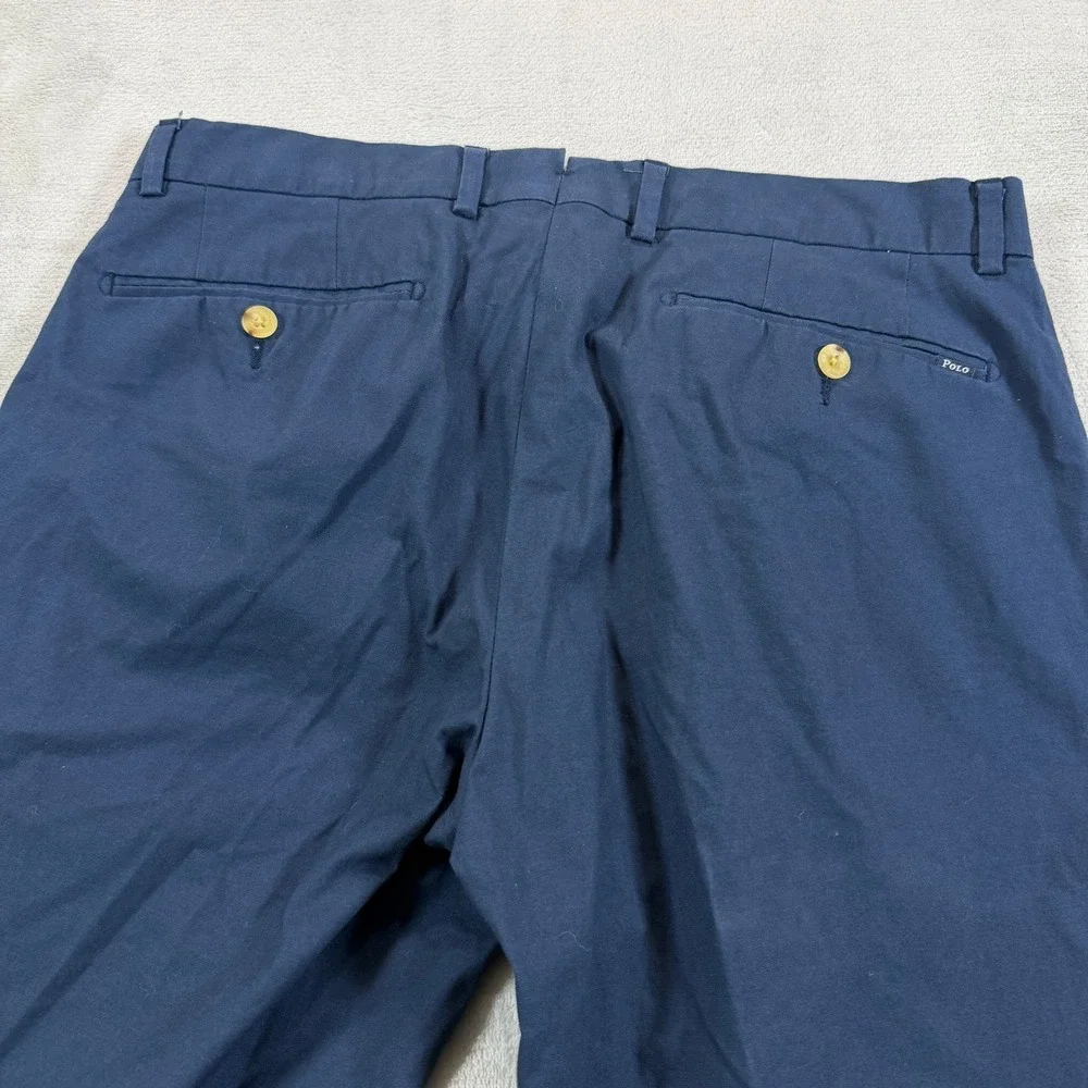 Polo Ralph Lauren Mens 32x34 Tall Slim Fit Chino Pants Navy Blue Stretch Casual